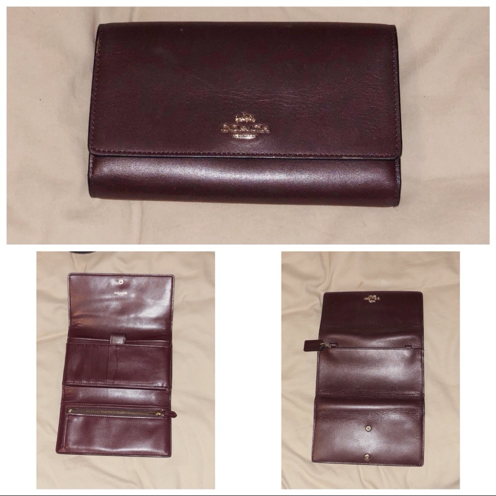 Authentic brown leather coach wallet